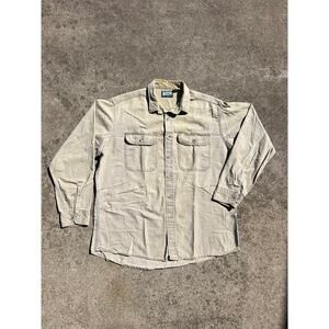 Vtg Fieldmaster Shirt Men Size XL Tan Cotton Utility Long Sleeve Button Down